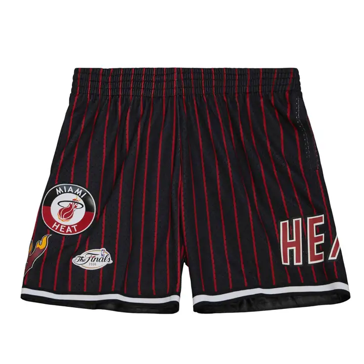 SHORT EN MAILLE MIAMI HEAT NBA M&N CITY COLLECTION NOIR/ROUGE