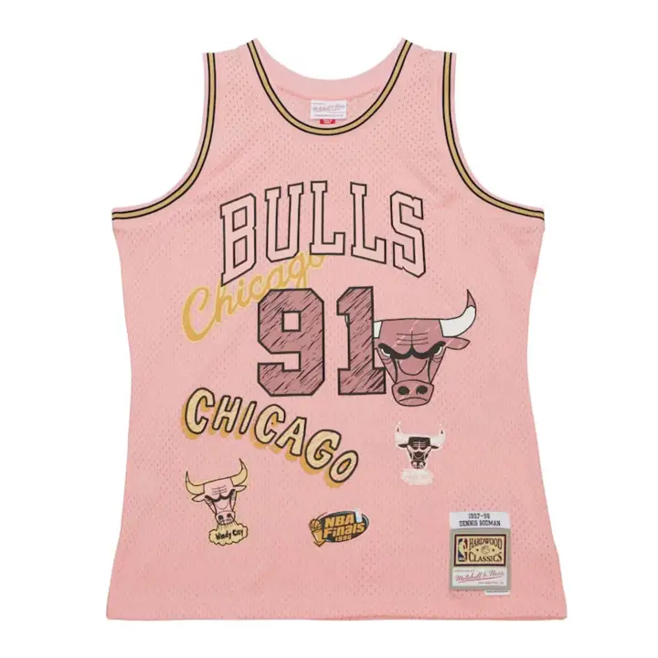 MAILLOT SWINGMAN BULLS NBA SIDEWALK SKETCH Dennis Rodman ROUGE
