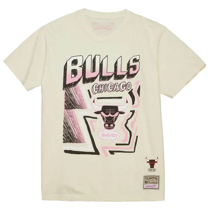 T-shirt Chicago Bulls NBA « Sidewalk Sketch » (motif croquis) ivoire