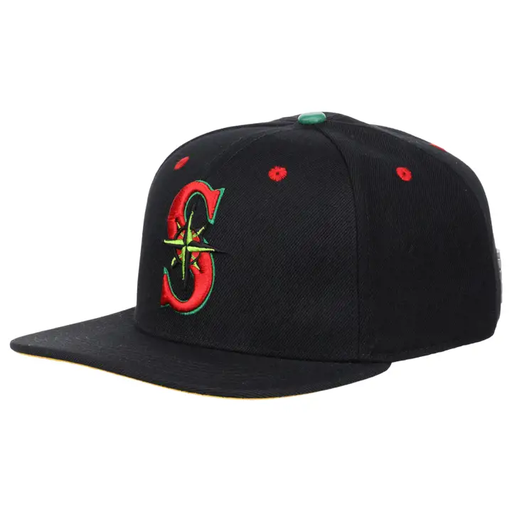 Casquette ajustée Seattle Mariners MLB motif préhistorique noire/noire/jaune