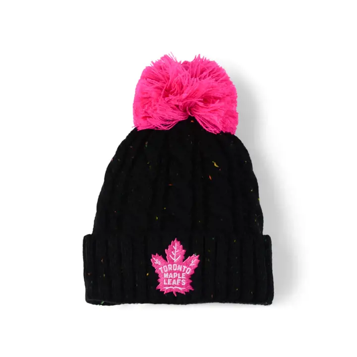 Toronto Maple Leafs NHL 23 Fille Junior Manches en tricot à pompon BLK/PNK