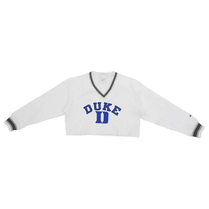 DUKE BLUE DEVILS NCAA FEMME RW UNIVERSITAIRE CROP COL V BLANC