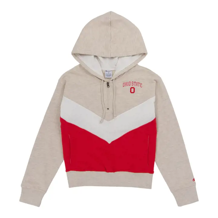 OHIO STATE BUCKEYES NCAA WOMEN'S SUPERFAN BIG STRIPE HOODIE