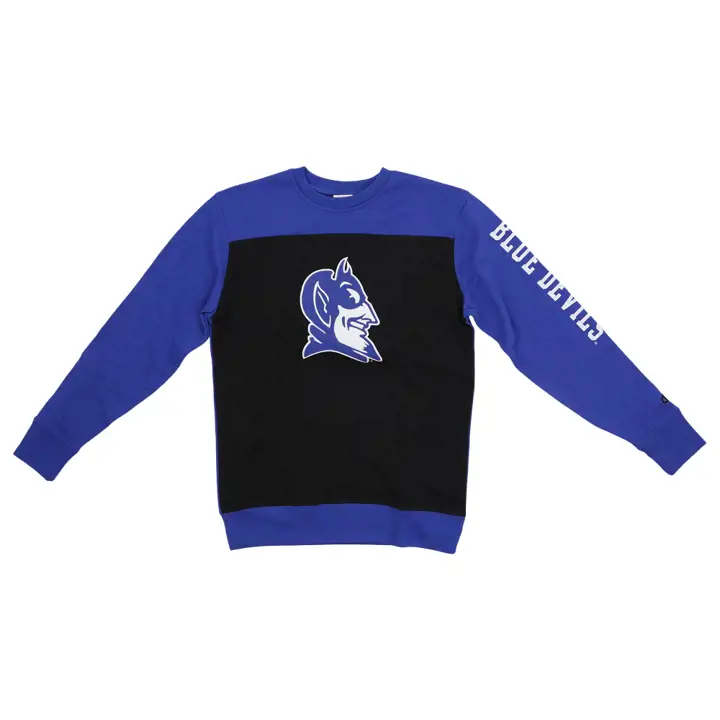 DUKE BLUE DEVILS NCAA HOMME SUPER FAN COL ROND EMPIÈCEMENT RBL/BLK