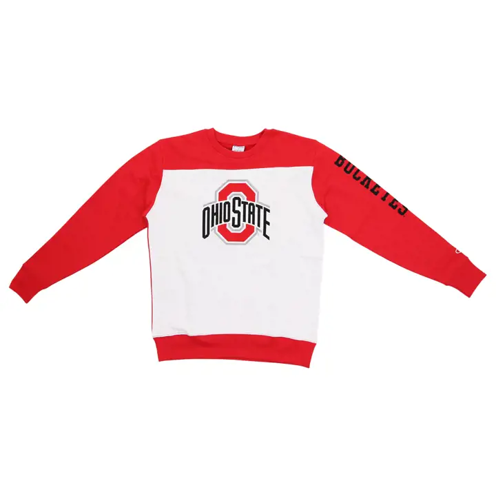 PULL COL ROND OHIO STATE BUCKEYES SUPER FAN HOMME NCAA ÉPAULE ROUGE ÉCARLATE/W