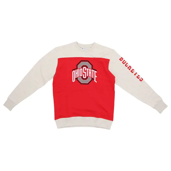 OHIO STATE BUCKEYES NCAA HOMME SUPER FAN COL ROND EMPIÈCEMENT HAVANE/ÉCARLATE