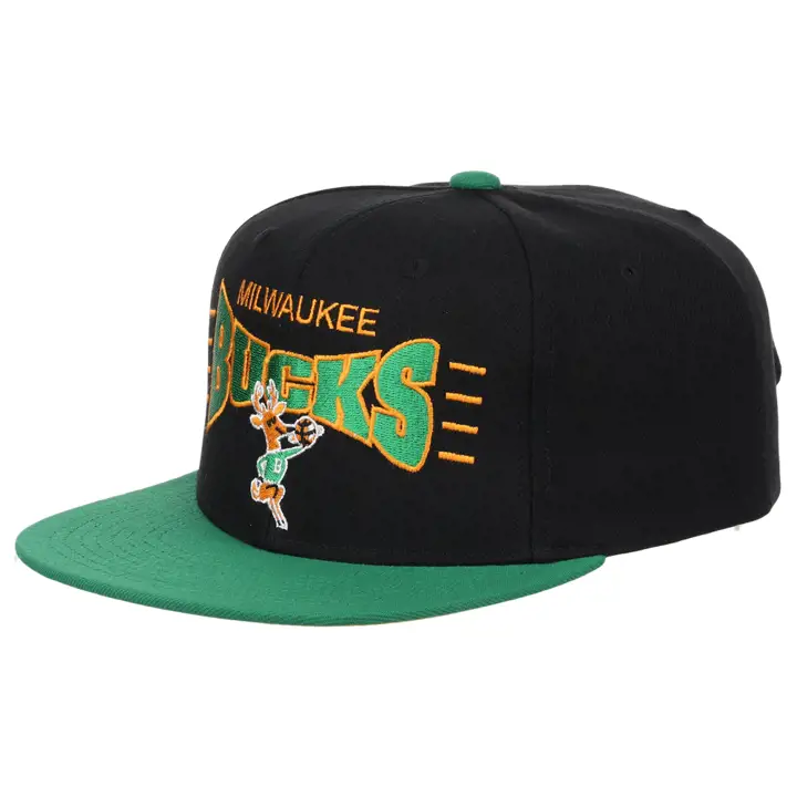 Casquette snapback NBA Milwaukee Bucks Big Squeeze noire/verte/jaune