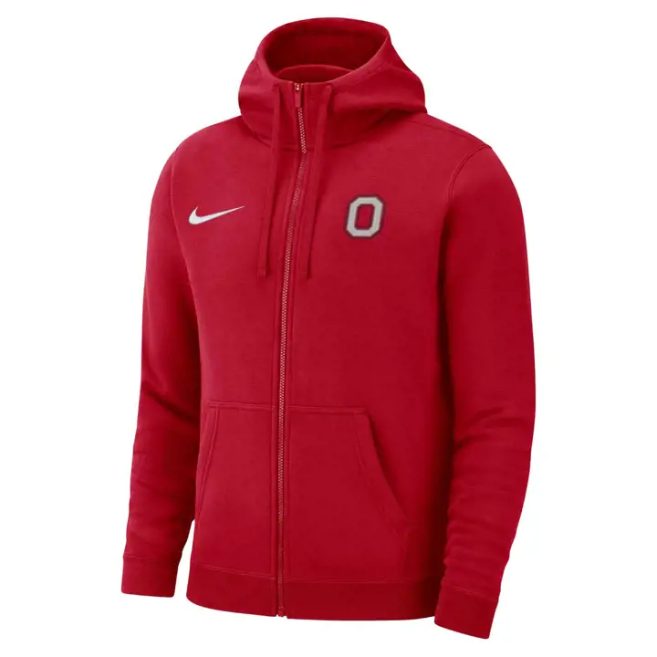 Sweat à capuche zippé universitaire Ohio State Buckeyes NCAA rouge