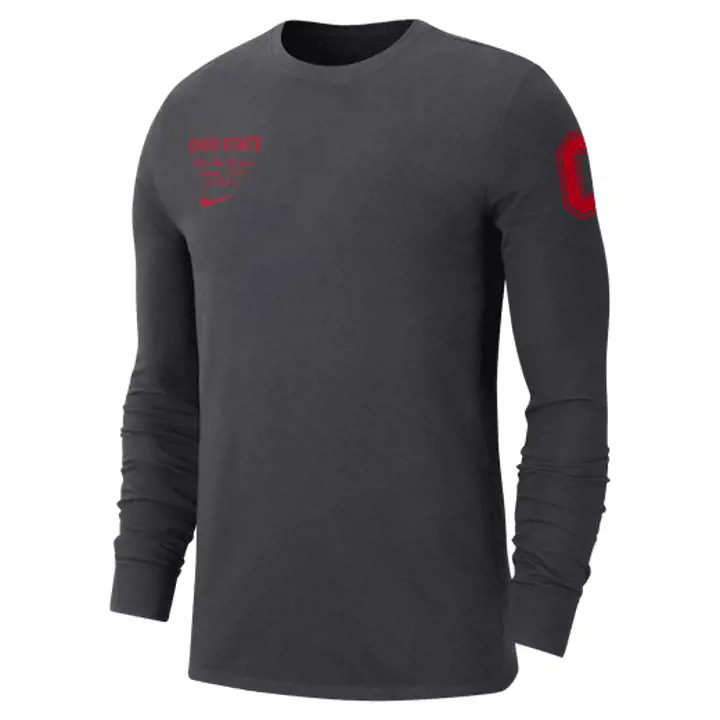 Ohio State Buckeyes M NK LS CTN ATHLTC DPT CRW Anthracite