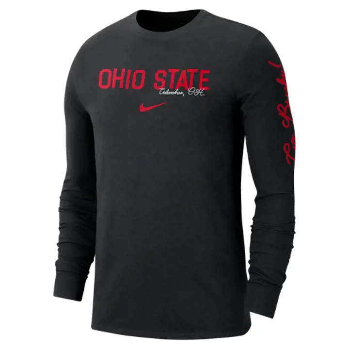 Ohio State Buckeyes M NK LS CTN VRSTY GME CRW blk