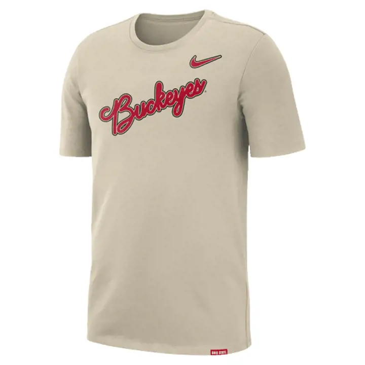 Ohio State Buckeyes M NK SS CTN LEGACY CREW Crème