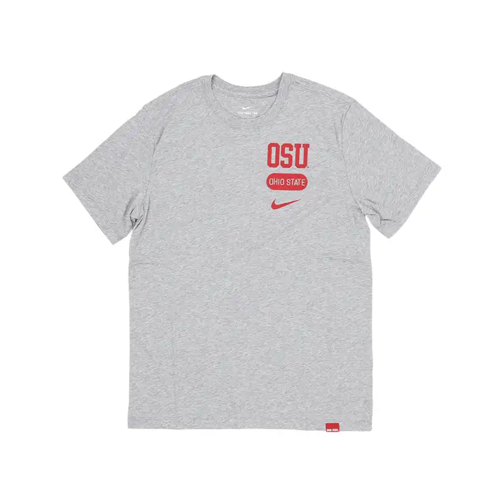 Ohio State Buckeyes M NK SS CTN PULL SPORT LETTRE H-Gris