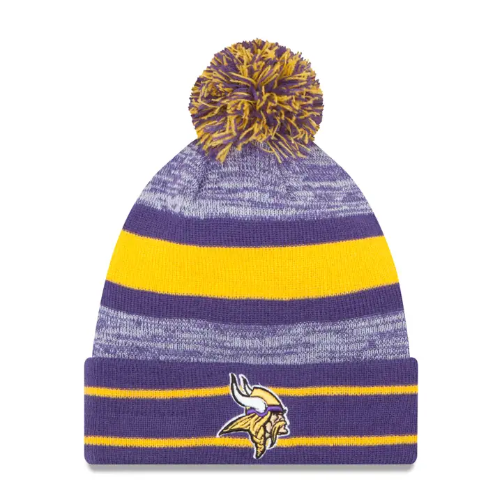 Bonnet Pompon Tricoté Pur Vikings NFL
