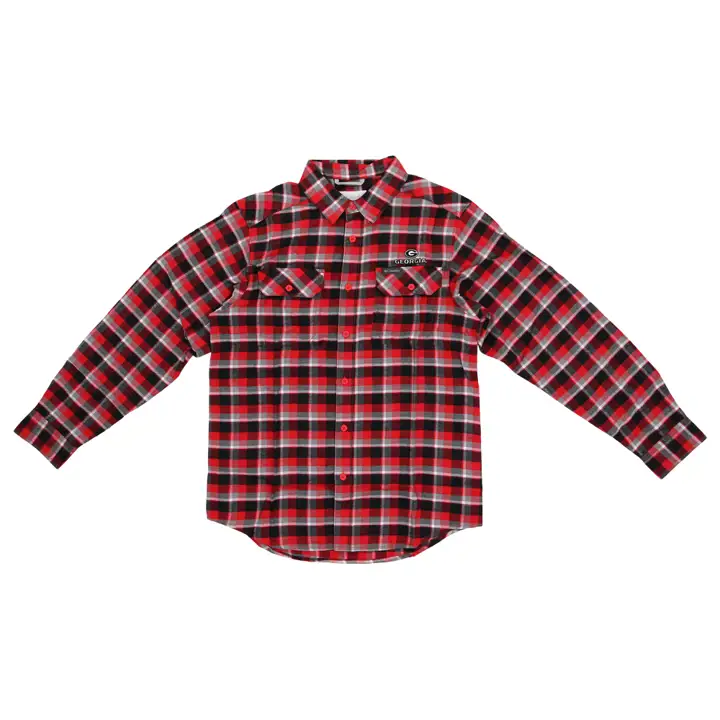 Georgia Bulldogs NCAA CLG Pistolet de détresse flanelle manches longues ROUGE