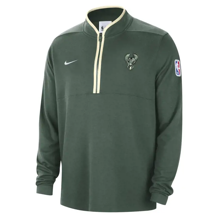 MILWAUKEE BUCKS NBA LS HALF-ZIP vert forêt/ crème