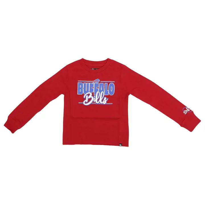 T-shirt à manches longues Buffalo Bills NFL pour jeune fille, avec logo, rouge