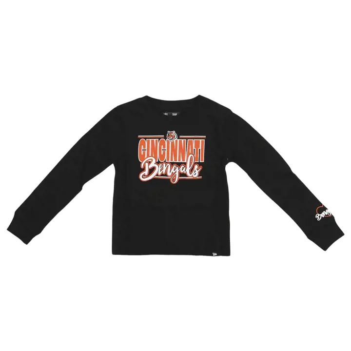 T-shirt manches longues NFL pour jeune fille Cincinnati Bengals Wordmark - Noir