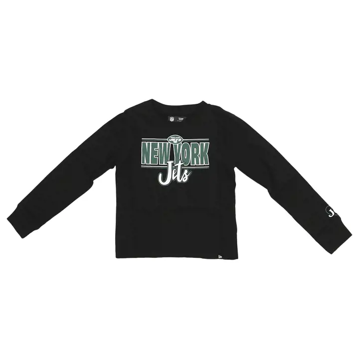 T-shirt à manches longues Wordmark NFL des Jets de New York pour jeunes filles, noir