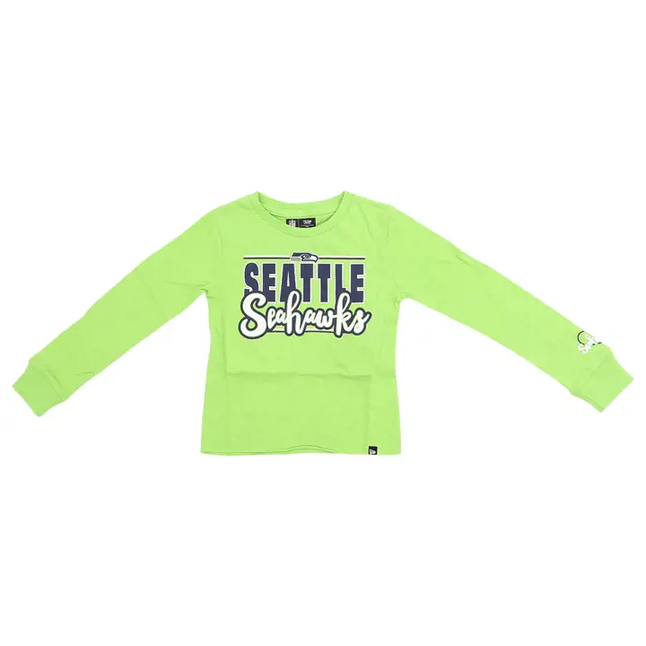 T-shirt NFL Seattle Seahawks Wordmark manches longues pour fille - Vert