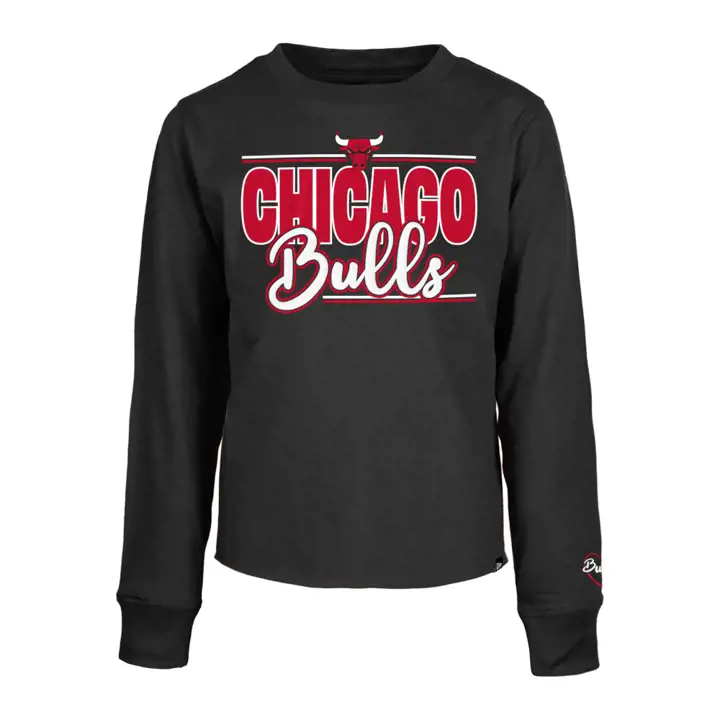 Chicago Bulls NBA Fille Junior Wordmark Manches Longues T-Shirt noir