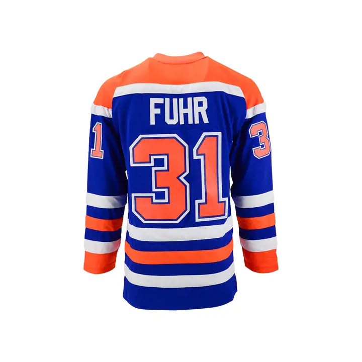 Maillot réplique Oilers LNH M&N Blue Line Grant Fuhr bleu/org