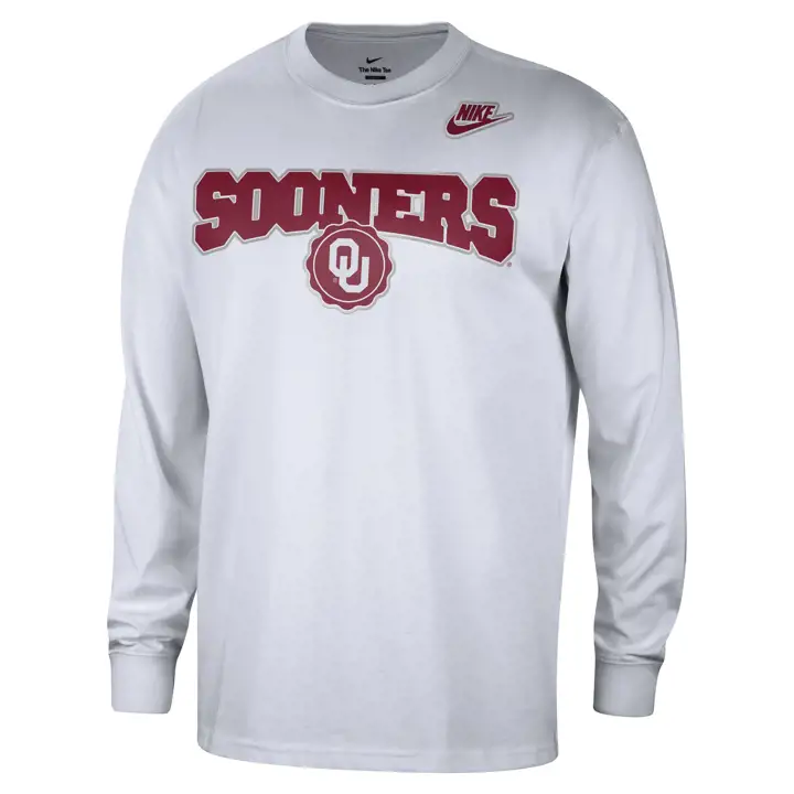 T-SHIRT À MANCHES LONGUES RAS-DU-COU OKLAHOMA SOONERS NCAA MAX90 JV 23 BLANC
