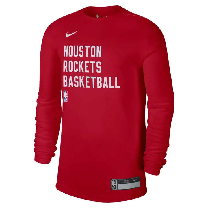 T-shirt manches longues de training NBA Houston Rockets ROUGE