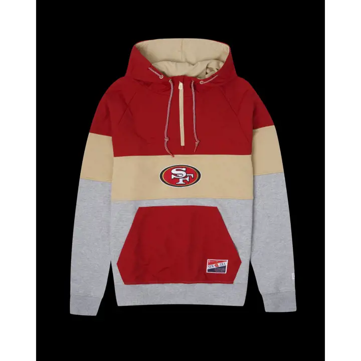 San Francisco 49ers NFL New Era Sweat à capuche zippé 1/4 mixte 23 ROUGE