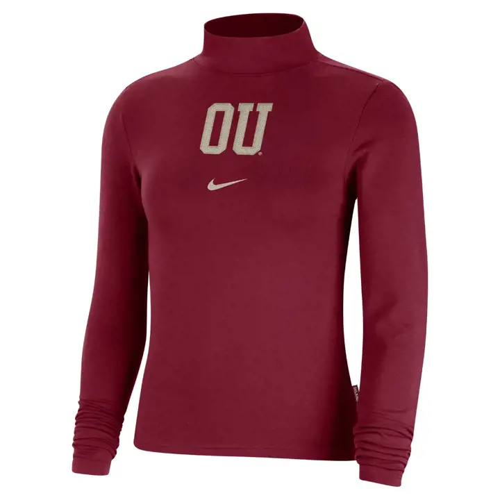 Oklahoma NCAA WOMEN'S ESSENTIAL MOCK LS TOP 23 CRIM/CREAM