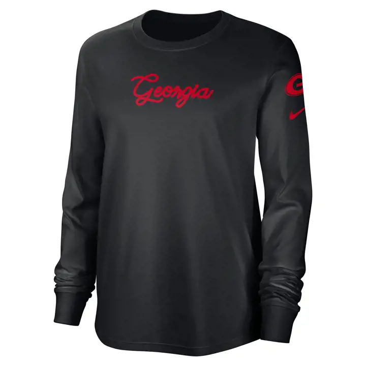 T-SHIRT MANCHES LONGUES FEMME GEORGIA BULLDOGS NCAA LETTRE 23 NOIR