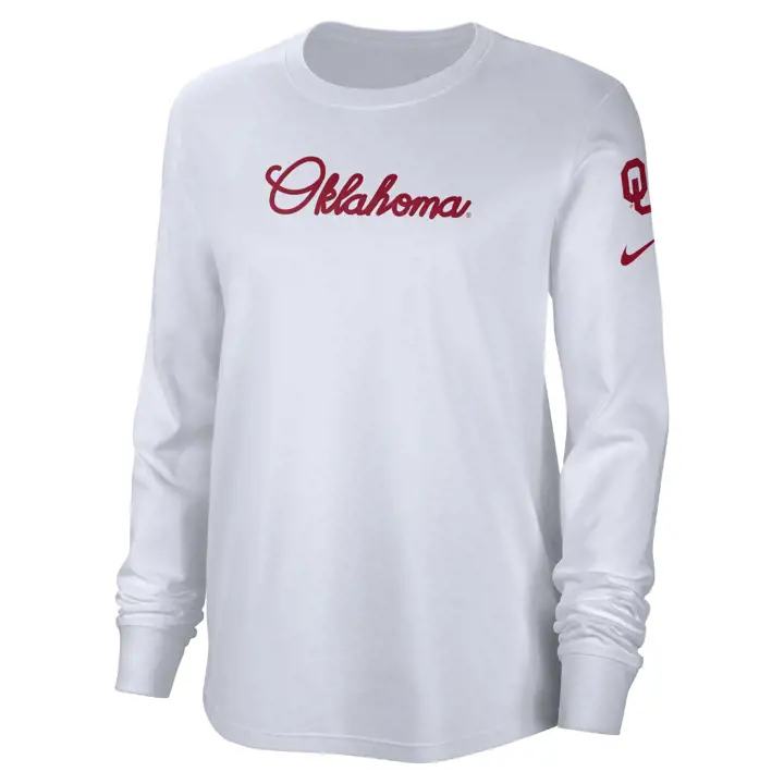 OKLAHOMA SOONERS NCAA T-SHIRT LETTRE FEMME ML 23 BLANC