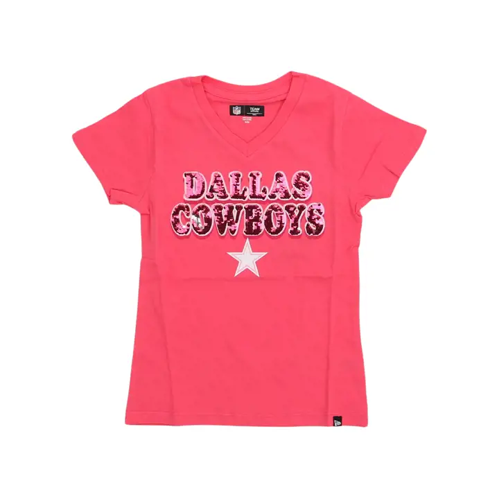 Dallas Cowboys T-shirt NFL à manches rayées pour jeunes filles rose