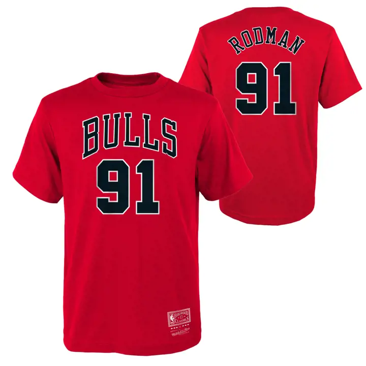 BULLS NBA T-shirt Jeune M&N N&N Joueur NE DENNIS RODMAN rouge