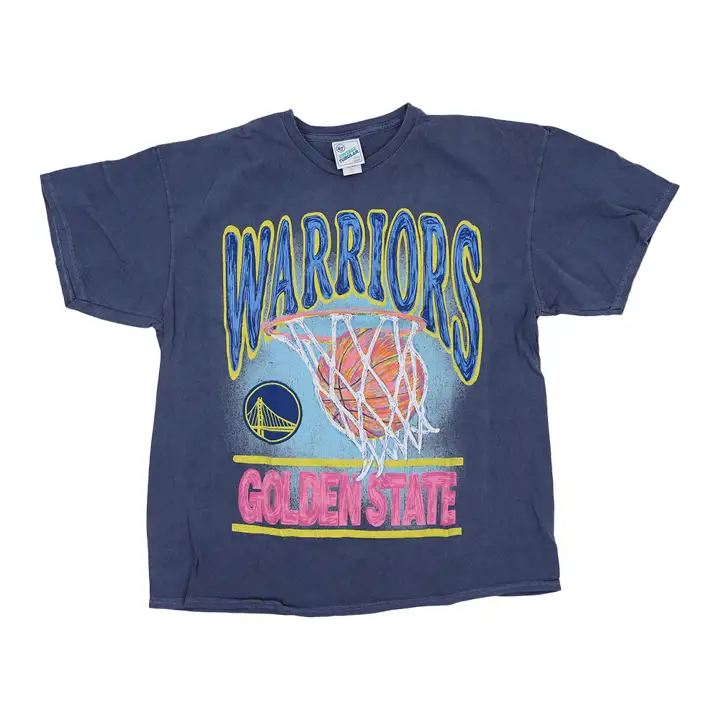 TEE TUBULAIRE VINTAGE GOLDEN STATE WARRIORS COUPE BOYFRIEND BLEU MARINE DÉLAVÉ