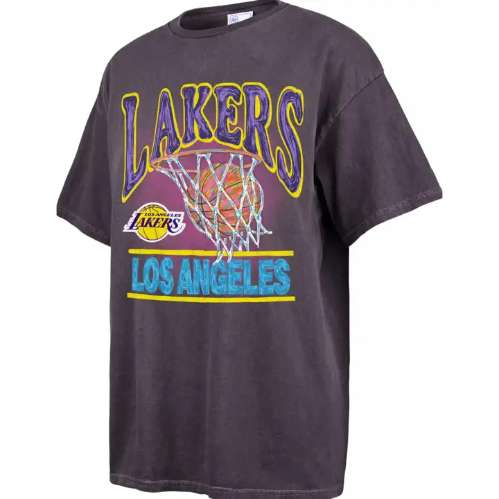 TEE-SHIRT BOYFRIEND TUBULAIRE VINTAGE LOS ANGELES LAKERS COULEUR ÉQUIPE