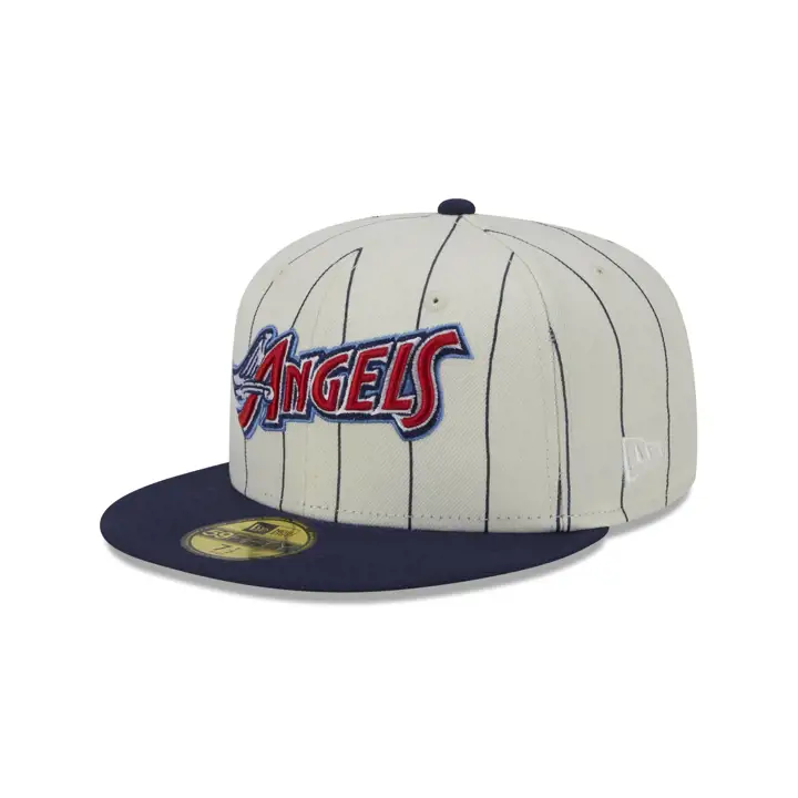 Anaheim Angels MLB Rayures fines décentrées 59FIFTY ivo/bleu/vert