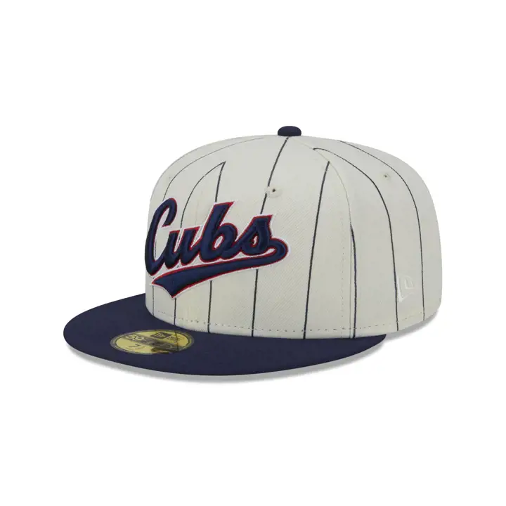 Chicago Cubs MLB Off White Pinstripe 59FIFTY ivo/bleu/vert