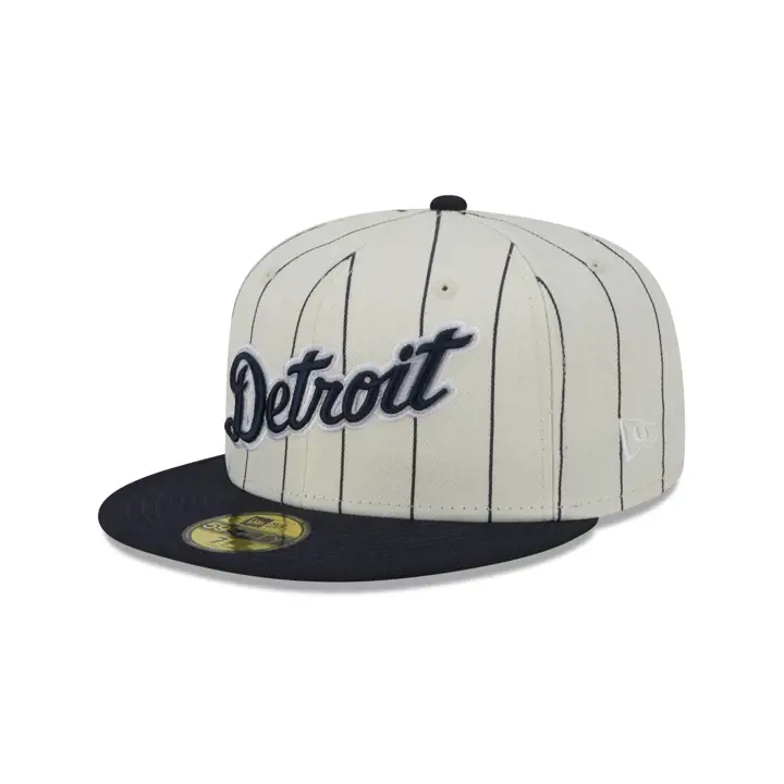 Casquette 59FIFTY Detroit Tigers MLB Rayures fines écrues ivoire/marine/vert