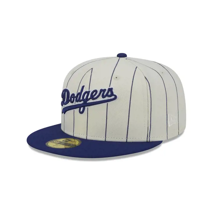 Los Angeles Dodgers MLB Off White Rayures Blanches 59FIFTY ivo/nav