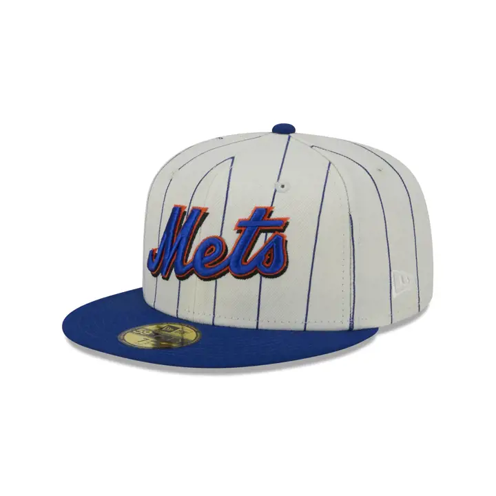 New York Mets MLB Off White Rayure Fine 59FIFTY ivoire/bleu/vert