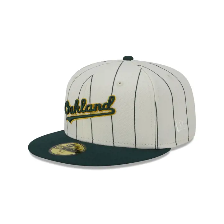 Oakland Athletics MLB Off White Pinstripe 59FIFTY ivo/grn/g