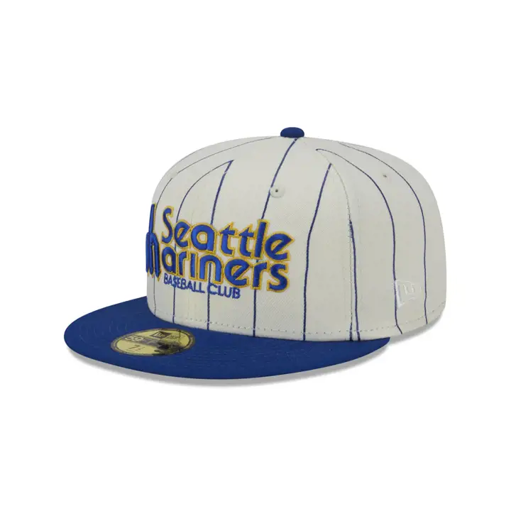 Seattle Mariners MLB Off White Pinstripe 59FIFTY ivo/bleu/v