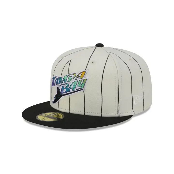 Casquette 59FIFTY rayée blanc cassé Tampa Bay Rays MLB ivoire/noir/vert