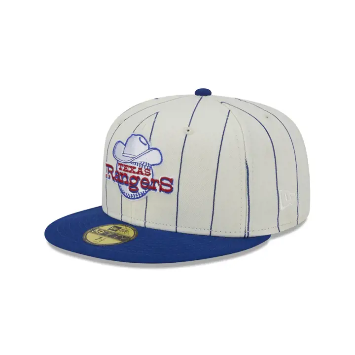 Texas Rangers MLB Off White Pinstripe 59FIFTY ivoire/bleu/vert