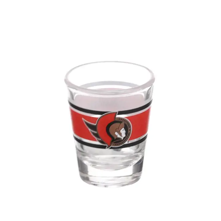 Verre à shot 2oz rayé des Sénateurs d'Ottawa