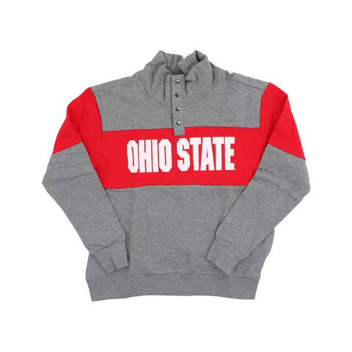 Ohio State Buckeyes NCAA Gris/Rouge Pull Boutonné 1/4 DS GRY