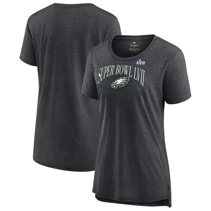 T-shirt ras du cou en coton pour femme Eagles NFL SB Bound Triangle Strategy Collection 23