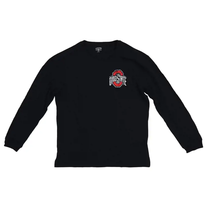 T-shirt à manches longues Ohio State Buckeyes NCAA noir, écarlate et gris
