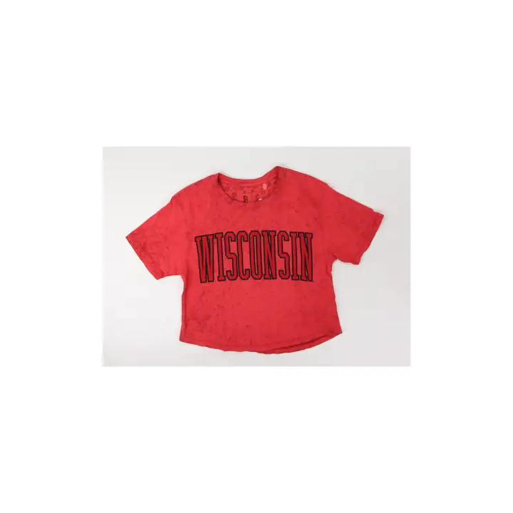 T-shirt court délavé Wisconsin Badgers NCAA 23 ROUGE