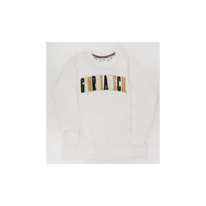 Sweat-shirt Georgia Tech Yellow Jackets NCAA pour femme à écusson en chenille